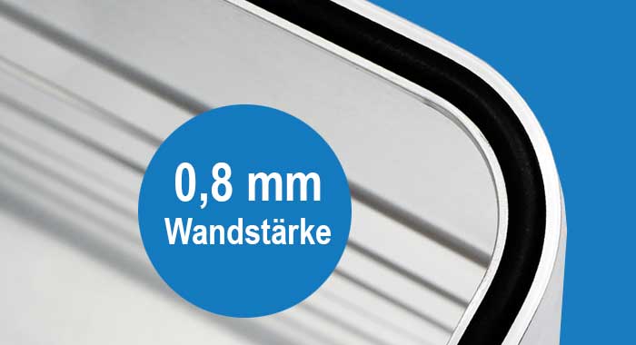 Leicht, stabil,  0,8 mm starkes, hochwertiges Aluminium