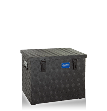 ALUTEC Alubox EXTREME BLACK-Serie, hochwertige, extra starke Alu-Riffelblechbox, wetterfest Schwarz pulverbeschichtet, 3 mm Wandstärke, Volumen: 37 l bis 883 L.